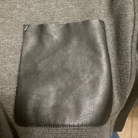 Calvin Klein Gray Zip Long Sweater with Black Leather Pockets Size Medium - Picture 7 of 8